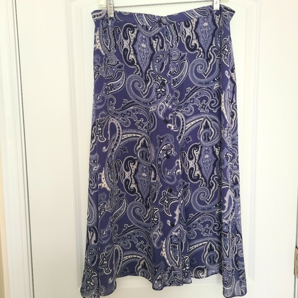 Vintage Paisley Silk Buttoned Skirt
